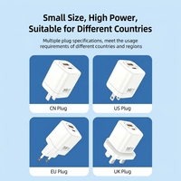Chargeur mural USB C compact à double port 35W GaN PD 3.0 QC 3.0 PPS pour téléphone et ordinateur portable, charge rapide