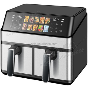 Freidora De aire Digital profesional De 10L, <span class=keywords><strong>doble</strong></span> cajón, Freidora De Aire, electrodomésticos De cocina, freidora De aire inoxidable Dual con ventana Visual - Product Image 3