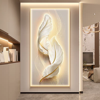 Bandes lumineuses LED à motifs plumeux de haute qualité en gros, peintures décoratives murales en céramique de cristal de diamant