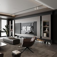 Meuble TV mural sur mesure pour toute la maison, meuble TV haut de gamme en bois massif pour salon, meubles pour la maison avec un aspect élégant