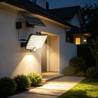 Luz de pared para exteriores con control remoto y energía solar, LED de alto brillo, ahorro de energía, decorativa, impermeable, para uso doméstico