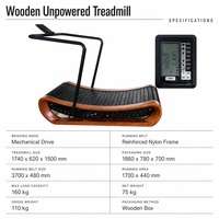 Tapis de course incurvé en bois Air Runner, machine de course manuelle auto-alimentée en bois pour salle de sport commerciale et entraînement cardio à domicile