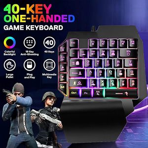 <span class=keywords><strong>Clavier</strong></span> mécanique ergonomique filaire à une <span class=keywords><strong>main</strong></span>, rétroéclairage LED arc-en-ciel, 39 touches, mini <span class=keywords><strong>clavier</strong></span> de jeu portable <span class=keywords><strong>pour</strong></span> PC/ordinateur de bureau - Product Image 3