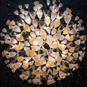 Nuevo estilo personalizado Hotel Lobby Crystal Chandelier moderno de lujo decorativo gran hoja de vidrio LED luz colgante - Product Image 5