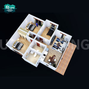 Casa Modular de <span class=keywords><strong>cuatro</strong></span> dormitorios bien terminada con instalaciones de cocina, techo inclinado, cochera, para apartamentos, Material de panel sándwich hecho - Product Image 6