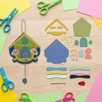 Kit de couture DIY pour enfants, créez votre propre maison pour souris en feutre, kit de drapeau suspendu, jouet éducatif à coudre à la main pour les enfants débutants