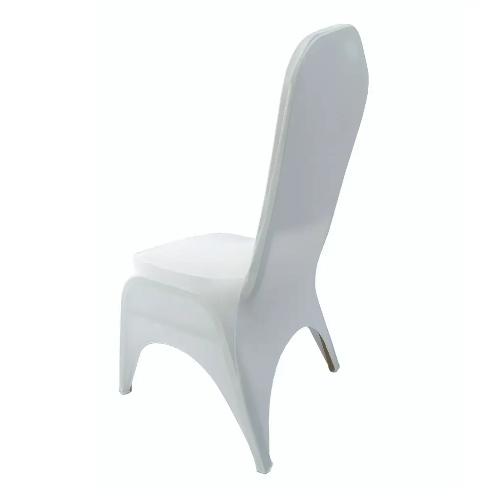 Beyaz dört tarafı kemer Spandex sandalye kılıfı düğün ziyafet parti otel koltuk dekorasyon için