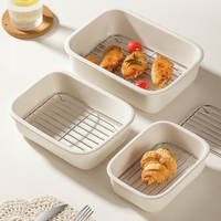 Plats à gratin en céramique pour four avec grilles en acier inoxydable 304, 3 tailles, compatibles avec les fours à micro-ondes