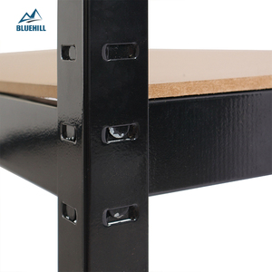 Zwarte hoek 5-laags garage stelling, zwaar belastbaar, boutloos, gegalvaniseerd metaal, stalen schappen voor garage - Product Image 2