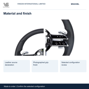 Volant en cuir à 3 branches avec style personnalisé pour Mercedes-Benz Classe S, configuration sélectionnée avec centre ouvert MS223BL - Product Image 3