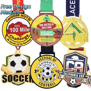 Fabricante Free Design Medalha De Metal Personalizado Com Cordão Prêmio Esportivo Futebol Medalhas De Futebol