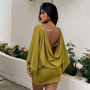 Robe mini crayon dos nu tendance Y2K, imprimé numérique, couleur unie, pour l'été, sexy, streetwear, clubwear pour femmes - Product Image 4