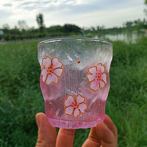Tasse peinte en or à texture de haute qualité, cœur girly, tasse en verre de jus de fleur à boire peinte à la main - Product Image 5