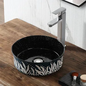 Konka — lavabo rond élégant en céramique, vaisselle sanitaire moderne et élégante, texture peinte à la main, artistique, lavage à la main, lavabo à comptoir, pour salle de bains