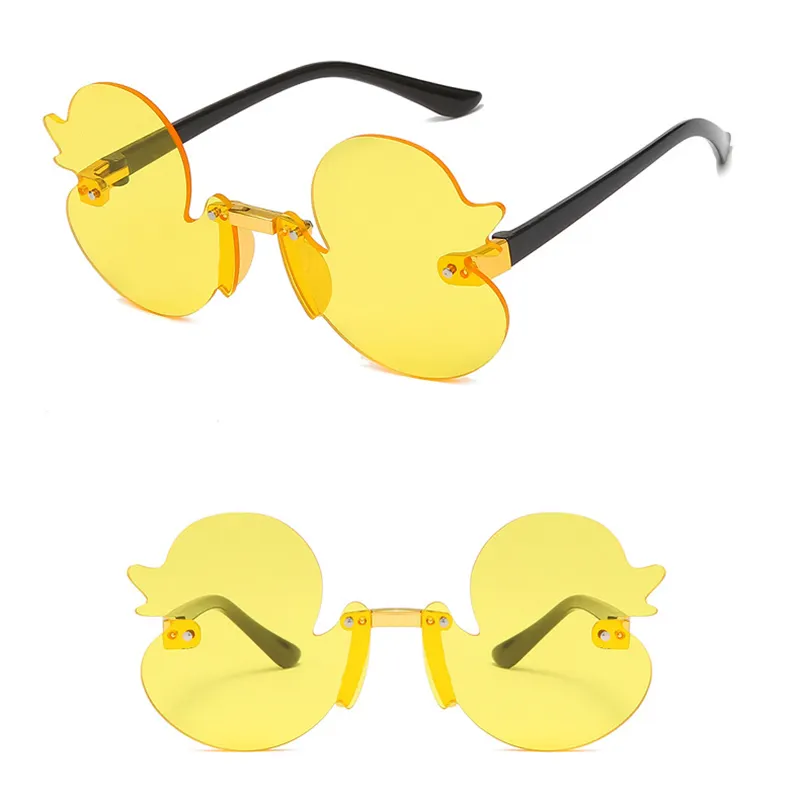 Lunettes de soleil en forme de canard sans monture pour enfants UV400 lunettes décoratives de fête pare-soleil pour bébé
