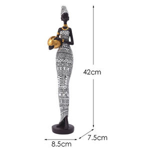 Figurina dall'africa resina Vintage statua nera donna tribale signora scultura Desktop decorazione per la casa decorazione interna della casa - Product Image 4