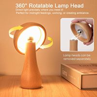 Petit champignon en bois lampe interrupteur tactile lampe de Table sans fil Rechargeable à piles veilleuse lampe de bureau réglable