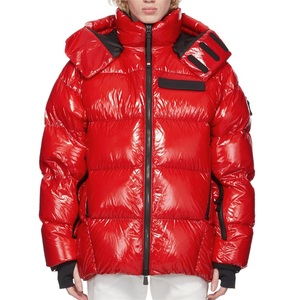 Chaqueta de Plumón para Hombre, Roja, Cálida, Cortavientos, con Cuello Acolchado, Relleno de Plumón, Nylon Ripstop - Product Image 1
