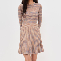 Vêtements personnalisés pour femmes Bodycon quotidiens décontractés à encolure ras du cou Mini robes camisole en tricot plissé à motif chiné