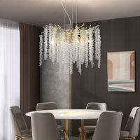 Style européen Art déco maison branche créative luxe aluminium grand salon lustre en cristal goutte de pluie suspension