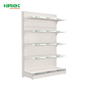 מדפי סופרמרקט דקים בצורת L, מתכת לבנה, חד-צדדיים - Product Image 4