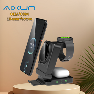 Dispositivos Electrónicos, Estación de Carga Portátil, Mini Cargador Inalámbrico Magnético 3 en 1 de 15w, Soporte Plegable para Teléfono, Regalo Empresarial - Product Image 1