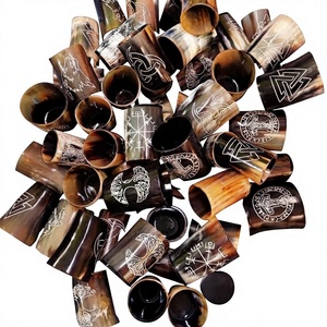 Viking Origins Engraved Buffalo Horn <b>Shot</b> <b>Glasses</b> Nordic Design Beer Party <b>Set</b> Handcrafted Sustainable Classic <b>Glass</b> Free Sample - Product Image 3