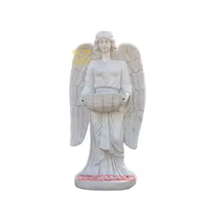 Patung Gadis malaikat bersayap marmer patung seni batu desain lanskap jalan taman luar ruangan