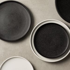 <span class=keywords><strong>Assiette</strong></span> à dîner en céramique noire et <span class=keywords><strong>blanche</strong></span> mate avec finition texturée, pour steak, <span class=keywords><strong>restaurant</strong></span> et repas modernes à la maison - Product Image 6