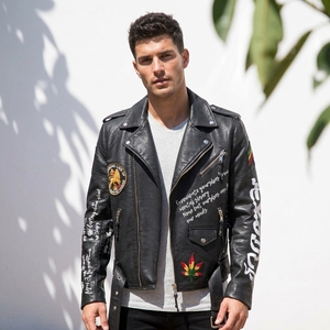 <span class=keywords><strong>Veste</strong></span> de moto <span class=keywords><strong>en</strong></span> similicuir pour homme, personnalisée <span class=keywords><strong>en</strong></span> usine, avec broderie et impression OEM, <span class=keywords><strong>veste</strong></span> de motard <span class=keywords><strong>en</strong></span> cuir PU pour homme - Product Image 1