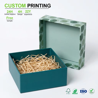 Boîte rigide vert forêt personnalisée en gros, carton à deux pièces avec couvercle et base, motif à pois, pour emballage de coffret cadeau haut de gamme en vrac