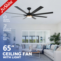 1stshine LED Ventilateur de Plafond 65 Pouces Industriel 3 Couleurs Led Light Grand Ventilateur de Plafond avec Smart APP Control