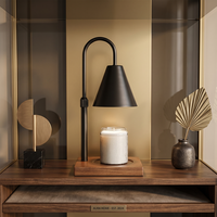 Lampe chauffe-bougie conique noire minimaliste 2 en 1 avec minuterie, 4 niveaux de luminosité réglables pour bougies