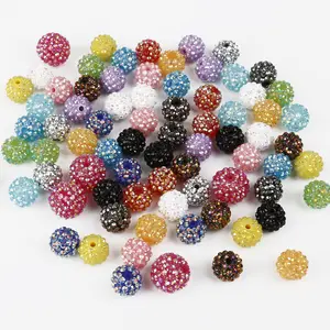 12mm Mixed Color Resin Crystal Rhinestones Beads Pave Disco Ball Beads for Pen Bracelet Necklace Christmas