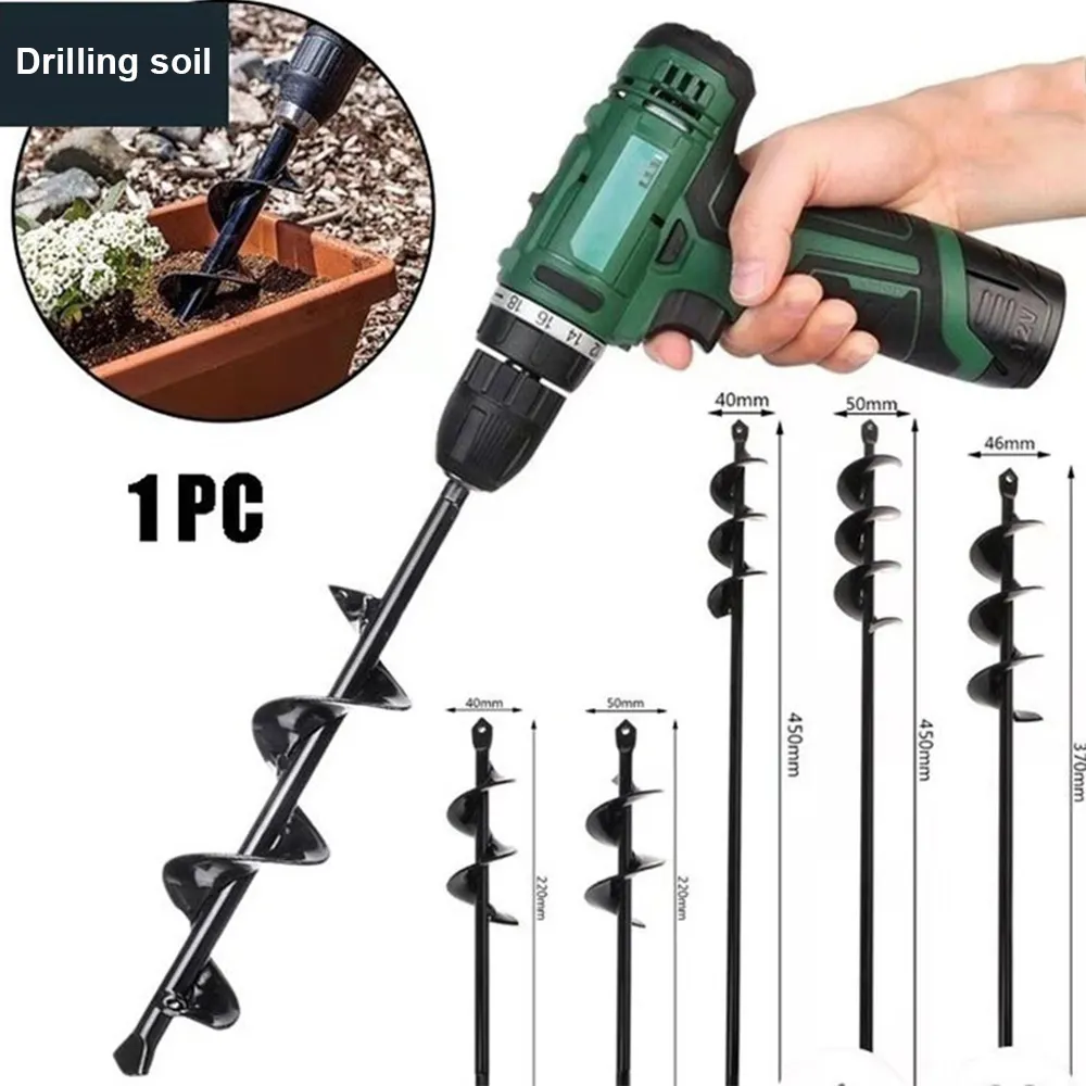 1PC Ground Auger Drill Hexagonal Handle Alloy Fried Dough Twists Garden Greenhouse Planting Hole Digging Loosening Tool
