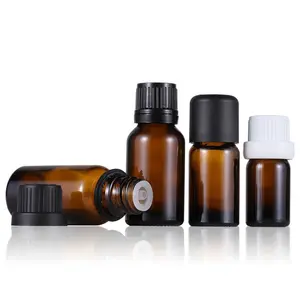 10ml Amber Glass Essential Oil Bottle With Euro Dropper Cap And Orifice Reducer