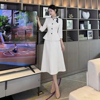 Ensemble tailleur blanc de luxe léger pour femme, anti-rides, en velours, professionnel, pour le bureau, manches longues, cintré à la taille