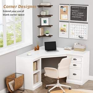 Étagère d'angle flottante noire moderne, petite étagère <span class=keywords><strong>murale</strong></span> en bois arrondie, mini bibliothèque pour chambre à coucher - Product Image 5