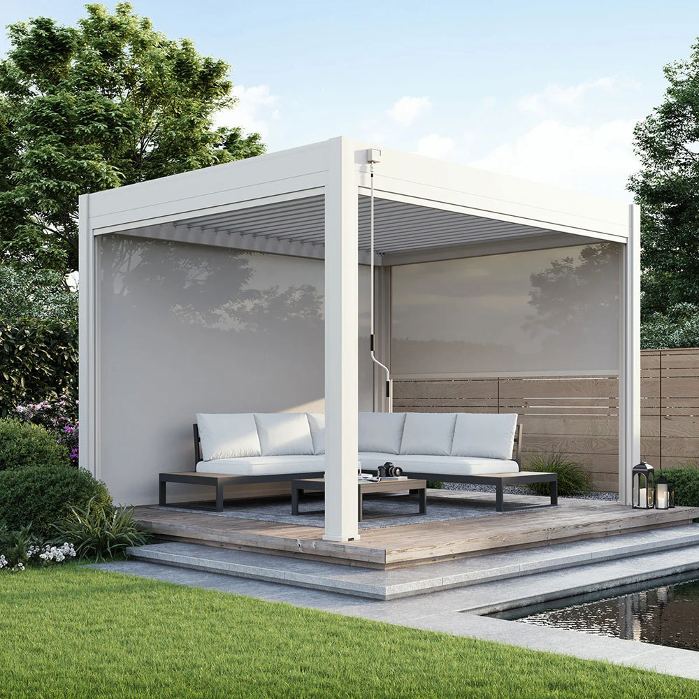 Mingyang Customized Bioclimate Aluminum Alloy Waterproof LED Outdoor Balcony Pavilion Reversible Louvered Roof Backyard