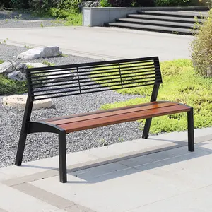 Muebles de jardín de madera, asiento para sentarse al aire libre, banco urbano de hierro y metal para parques y plazas