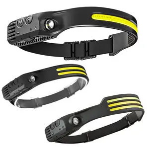 New Silicone USB-C Rechargeable COB Wide Beam Waterproof LED Sensor Headlamp For Camping Hiking