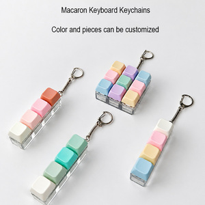 Plastic ABS <b>Customized</b> <b>Keychain</b> Toy Click Fidget Luminescence Macaron Keyboard Keyring with Different Colors - Product Image 5