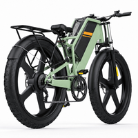 Vélo de montagne électrique pour adultes vert de 26 pouces, cadre en alliage d'aluminium, moteur à moyeu arrière, batterie au lithium intégrée, 2000W, autonomie >60 km