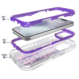 Funda para Teléfono Samsung S23 S24 S25 Ultra <span class=keywords><strong>Iphone</strong></span> <span class=keywords><strong>11</strong></span> 12 13 15 16 17 <span class=keywords><strong>Pro</strong></span> <span class=keywords><strong>Max</strong></span>, Bonita, de TPU+PC, 3 Capas, Antigolpes, con Purpurina Líquida - Product Image 2
