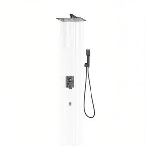 Sistema de Ducha Cuadrado de Pared de 10 Pulgadas con Revestimiento de Goma, Juego de Baño Moderno - Product Image 1
