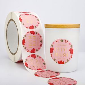 Étiquettes personnalisées de luxe pour pots de bougies, autocollants pour bougies de soja à marque privée, étiquettes adhésives gaufrées à feuille d'or pour emballage, fabricant - Product Image 1