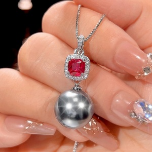 Fashion Eco-friendly Copper 14-12MM Grey Shell Pearl Pendant <b>Earrings</b> Ring <b>Set</b> Bride Jewelry <b>Set</b> Wedding Pearls Zircon for Women - Product Image 4