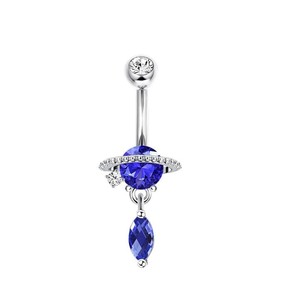 Bague de nombril CRYSPURE en acier inoxydable plaqué or 14g avec pendentif papillon et fleur, bijoux de piercing pour femme avec zircon, vente en gros OEM - Product Image 5