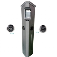 Borne de Recharge Commerciale pour Véhicules Électriques 22 kW avec Support – Double Port Type 2 pour Entreprises