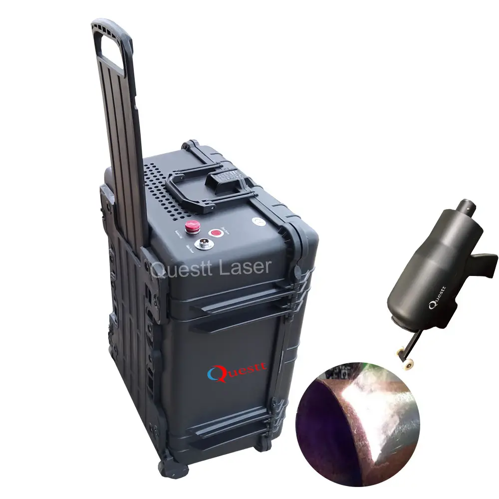 Questt Factory 100W Luggage Case Laser Cleaning Machine for Removal Rust/Paint/Graffiti Phone APP Bluetooth Controller Best Price for Sale